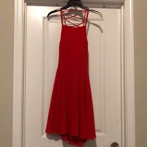 Red, Backless, Lace-up Cocktail Dress